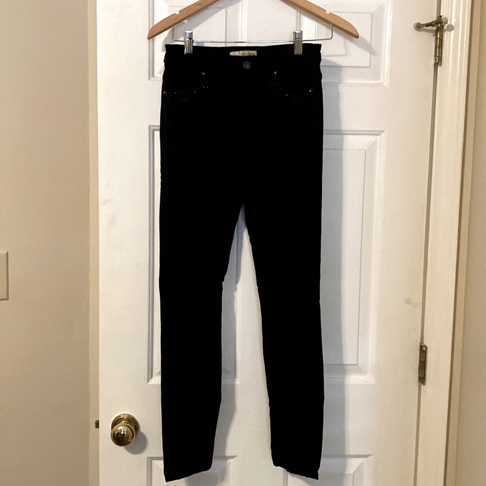 HYBRID & COMPANY skinny high waist jeggings size L black denim